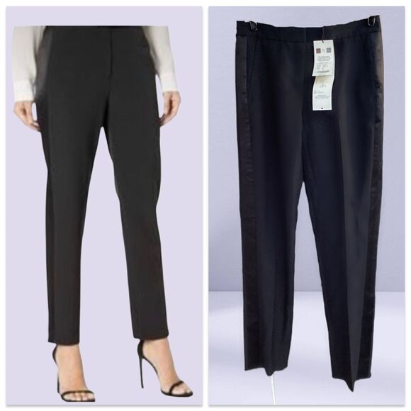 Burberry Tuxedo Striped Uniform Mohair/ Wool Ankle Slacks - Black - Sz 38/ US 4 - Picture 2 of 8